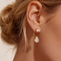 Nouvel ensemble de boucles d'oreilles pendantes et lampe de bureau en forme de larme coréenne bohème avec zircon, en acier inoxydable hypoallergénique plaqué or 18 carats PVD Dazan