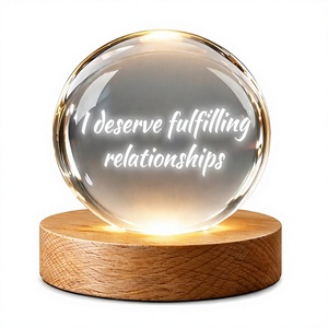 Esfera <span class=keywords><strong>de</strong></span> Cristal K9 con Frase Inspiradora, Lámpara Nocturna LED, Decoración <span class=keywords><strong>de</strong></span> Escritorio con Afirmaciones Positivas, Regalo - Product Image 1