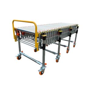 Transportador de Rodillos Flexible Motorizado con Correa en O, Rotación Bidireccional para Carga y Descarga de Cajas en Almacenes - Product Image 1