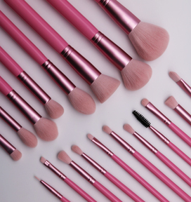 20-Piece Pink Wood Handle Vegan Synthetic Hair Makeup <b>Brush</b> Set Eco-Friendly Foundation Cosmetic Tool Kit - Product Image 2