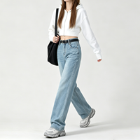 Jean Femme Jambe Droite Stretch Denim Décontracté Bleu Noir Automne Bureau Trajet Grossiste Pantalon