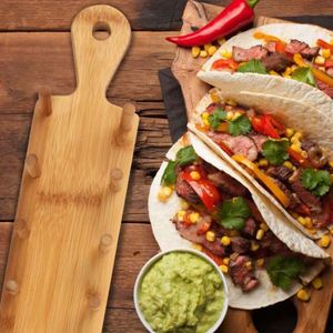 Support à tacos rectangulaire moderne et écologique en bambou avec support rigide et plateau de service pour les fêtes - Product Image 4