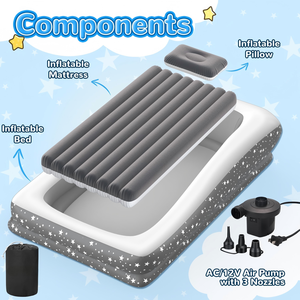 Star Pattern Kids <b>Inflatable</b> Travel Bed with Safety Rails for Toddlers Camping Home - Product Image 5