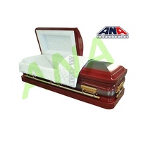 Cercueil de style américain pour adultes en acier 18 Ga, finition violette ANA, pour enterrement, fabricant de Wuxi