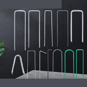 Green U‑Shape Garden <b>Ground</b> <b>Stake</b> Galvanized Steel Landscape Staples <b>For</b> Fixing Weed Barrier Fabric Turf Grass Netting Peg - Product Image 3