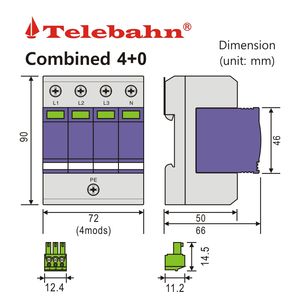 T2ป้องกันไฟกระชากสำหรับ10kA-20kA Telebahn AC SPD 4P 120V 150V 20kA 40kA 30kA-60kA ป้องกันไฟกระชาก - Product Image 4