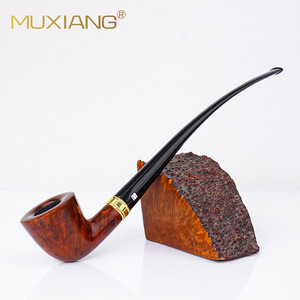 Muxiang Wooden Tobacco Pipe Bent Shape 9mm Tenon Joint Handmade Reading Pipe - Product Image 1