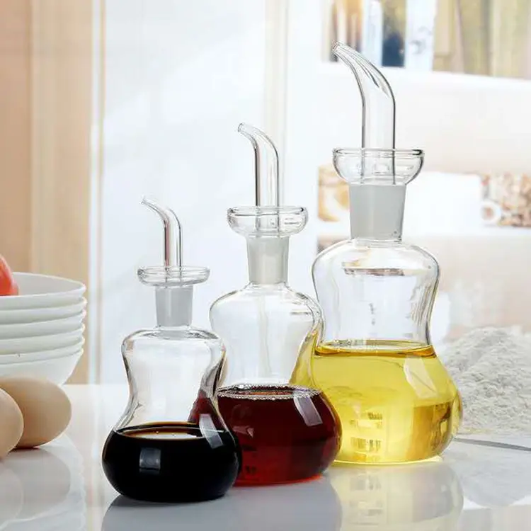125ml 250ml 500ml Handmade Borosilicate Glass Bottle For Soy Sauce Vinegar Oil