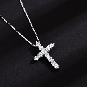 925 Sterling Silver Cross Pendant Necklace Zircon Infinity Design Unisex Fashion Jewelry Gift - Product Image 2