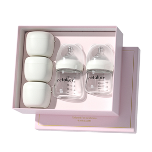 Biberón Portátil Anti-Cólicos de Boca Ancha, Biberón de Vidrio Anti-Cólicos Libre de BPA con Diseño Impreso para Bebés de 0 <span class=keywords><strong>a</strong></span> 12 Meses - Product Image 1