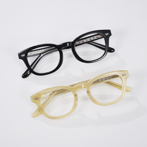 Gafas Ópticas de Acetato Hechas a Mano, Estilo Intelectual Vintage, Color Amarillo Champán Transparente, para Tiendas de Alta Gama - Product Image 3