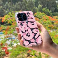 Coque de téléphone personnalisée avec graffiti rose original pour iPhone 16 Pro Max/15/14 Pro/13, double couche transparente, couverture intégrale, nouveau style INS