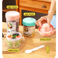 Contenant empilable à 2 niveaux pour Overnight Oats avec pot à sauce et cuillère, couvercle hermétique, sans BPA, réutilisable, pour préparation de repas