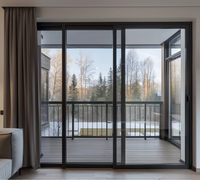Foshan personnalisé moderne maison hôtel balcon cloison portes coulissantes en verre insonorisé intérieur alliage d'aluminium fini Surface porte
