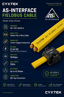 Kabel Bus AS-Interface Kuning Pipih 2-Core Gulungan dengan Konektor M12 X-Code 8-Pin Berperingkat IP20 untuk Jaringan GigE Vision & 10GigE