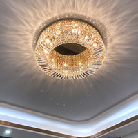 Plafonnier LED moderne en acier et cristal avec lumière blanche froide, alimentation CA, pour salon - Design haut de gamme pour hôtels
