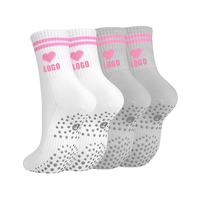 Chaussettes de yoga et de Pilates antidérapantes professionnelles à semelle intégrale avec logo cœur personnalisé pour femmes, couleurs OEM