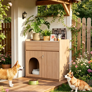 Mueble de entrada al por mayor para sala de estar, patio, hogar, casa para gatos y <span class=keywords><strong>perros</strong></span>, mueble de almacenamiento lateral de madera moderno - Product Image 1