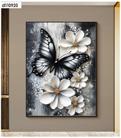 Peinture Murale 3D en Porcelaine Cristalline, Impression HD, Design Moderne et Luxueux, Motif Papillon et Fleur, Vente en Gros Directe Usine, Décoration Intérieure