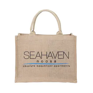 โรงงานราคา Luxury Heavy คงที่ Jute Tote Bag,โปรโมชั่นโลโก้ที่กำหนดเองพิมพ์ Jute Beach ช้อปปิ้ง