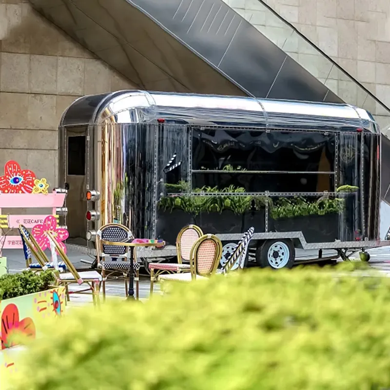 Stainless Steel food truck hot dog pizza coffee ice cream mobile fast Airstream food trailer airstream truck for sale