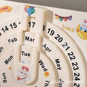 Calendario de escritorio giratorio con base de madera, calendario perpetuo con impresión digital para uso en oficina o estudio. - Product Image 3
