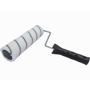 Spazzola a rullo in microfibra 12 strisce bianche e verde doppia impugnatura fissa HQ poliestere diametro 180 mm 47 Mm-OEM personalizzabile - Product Image 1