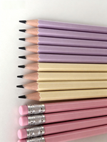12 crayons HB pastel en plastique non toxique EN71 de 7 pouces avec gommes, logo personnalisé, crayons en graphite pour écrire et dessiner