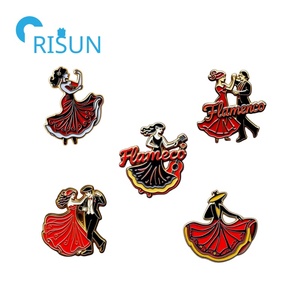 Fabricación de Metal personalizado España Baile Flamenco bailarina esmalte joyería solapa Pin broche personalizar baile Flamenco Pin insignia - Product Image 1