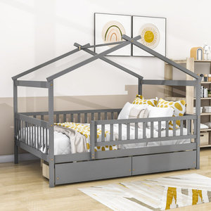 Cadre de <span class=keywords><strong>lit</strong></span> de maison en bois facile à assembler avec <span class=keywords><strong>tiroir</strong></span> de rangement Chambre à coucher Nodic <span class=keywords><strong>Montessori</strong></span> <span class=keywords><strong>Lit</strong></span> pour enfants - Product Image 2