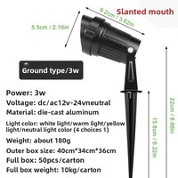 DC 12V extérieur IP65 jardin LED étanche arbre projecteur basse tension 5W Cob coudé 60 faisceaux prise de terre en alliage d'aluminium 2700K Ra80