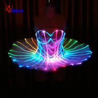 Robe tutu de ballet en fibre optique pleine couleur, idéale pour les spectacles de scène et les performances pour filles - Grande Vente