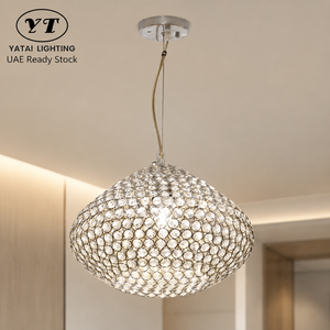 Lámpara Colgante de Cristal Moderna con Marco Metálico Tricolor E27, Altura Ajustable para Comedor y Sala de Estar - Product Image 1