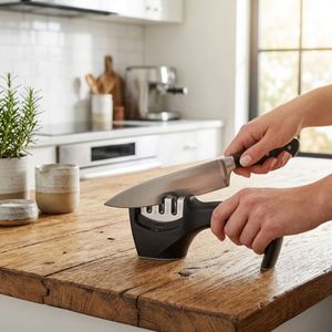 Aiguiseur de couteaux de cuisine multifonctionnel en céramique rapide pour la maison, en acier au tungstène et diamant, écologique, affûtage en quatre étapes - Product Image 1