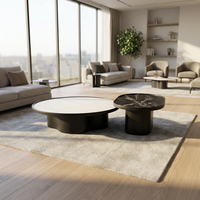Table basse gigogne simple, durable, polyvalente et mobile, ensemble de 2 pièces, MDF noir, mobilier moderne pour salon