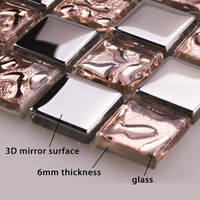 Decoratieve Rose Gold Glitter Spiegel Muur 3d Glasmozaïek Tegels Voor Keuken Backsplash Badkamer