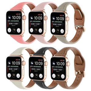 Correa de Reloj de Cuero Genuino con Diseño Delgado y Textura Litchi, Elegante y Compatible con Relojes Inteligentes de 38, 40, 41, 42, 44, 45 y 49 mm para Mujer - Product Image 2