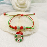 Bracelets tissés à la main pour les fêtes de Noël européennes et américaines 2026, avec breloques Père Noël, sapin de Noël et cerf, cadeaux promotionnels