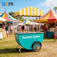 Chariot mobile en acier inoxydable pour la vente de gelato et de crème glacée avec roues pour les entrepreneurs de la vente de nourriture de rue