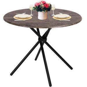 Retro brown wood grain round dining <b>table</b>, suitable <b>for</b> <b>small</b> apartments, home use, simple dining <b>table</b>, <b>kitchen</b>, living room, - Product Image 5