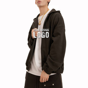 Wholesale Customized 500GSM Oversized <b>Zip</b> up <b>Men's</b> <b>Hoodie</b> Street Casual Heavyweight Loose Sport Zipped <b>Mens</b> Hoodies - Product Image 4