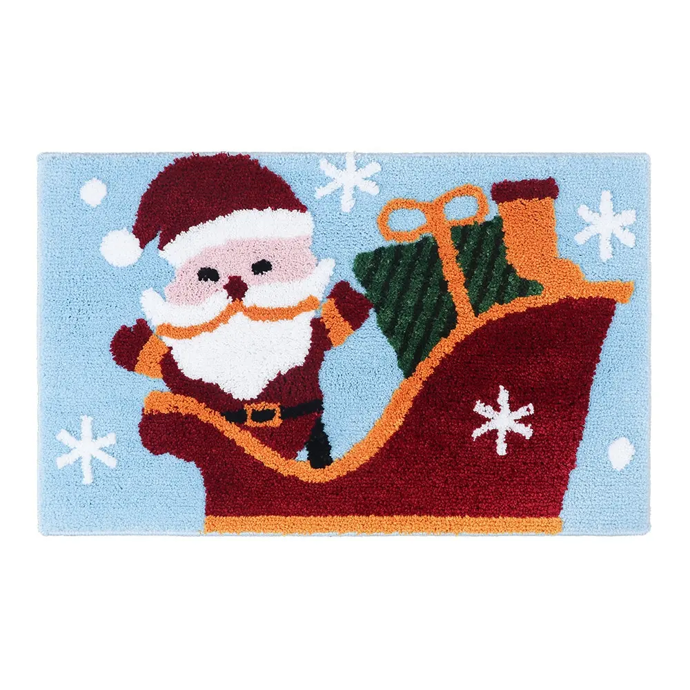 Santa Claus Christmas Tree Deer Bathroom Floor Mat Absorbent Non-Slip Bathroom Mat For Kids Doormat Logo Custom Rug Carpet