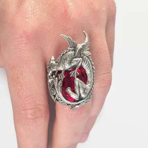 Anillo de Aleación con Forma de Animal Creativo, con Incrustaciones de Rubí, Diseño de Lagarto, Joyería de Moda para Mujer, Regalo - Product Image 3