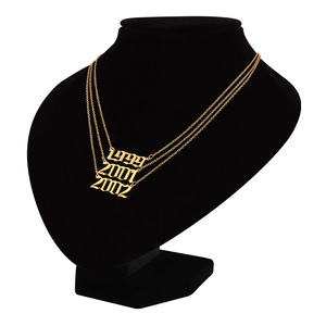 Usine Cadeau D'anniversaire En Acier Inoxydable Or 18K Année 1980 ~ 2025 Pendentif Chaîne Collier Année De Naissance Charme Collier pour Femmes - Product Image 3