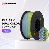 Filament d'impression 3D PLA Soie Bicolore Noir 1,75 mm Surface Brillante BlazeNex Extrusion Stable 1KG pour Impression FDM de Bureau