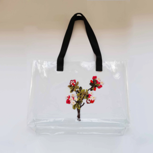 Custom tradizionale cinese ricamo in PVC fai da te Kit di borsa trasparente gelatina Tote borsa da spiaggia con manico per lo <span class=keywords><strong>Shopping</strong></span> - Product Image 4