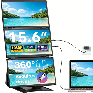 Moniteur <span class=keywords><strong>double</strong></span> portable 1920x1080, moniteur triple rotatif compatible avec Windows et <span class=keywords><strong>Mac</strong></span> pour poste de travail multi-écrans - Product Image 1
