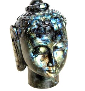 Figurine tête de bouddha en labradorite sculptée à la main Statue d'artisan indien pierre naturelle cristal pierre semi-précieuse étanche - Product Image 6