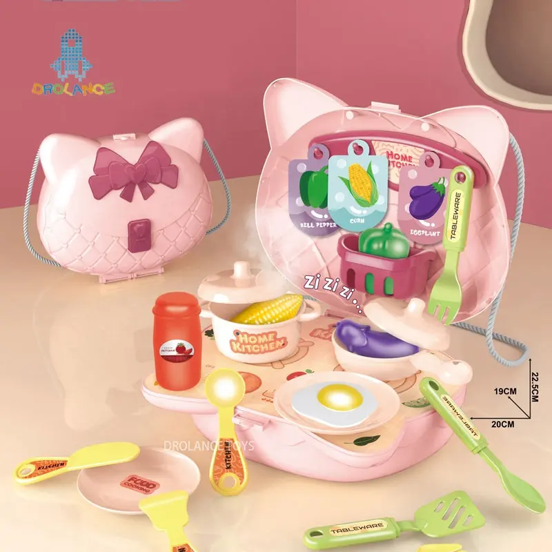 Lovely Design 2 IN 1 Pretend Play Children Kids Cooking Game Home Kitchen Toys Pink Color Girl Kitchen Set Toy