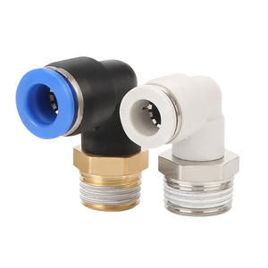 Raccord pneumatique à connexion rapide PL8-02, coude à angle droit, connecteur de tuyau d'air avec filetage externe 6-01, joint en plastique - Product Image 1